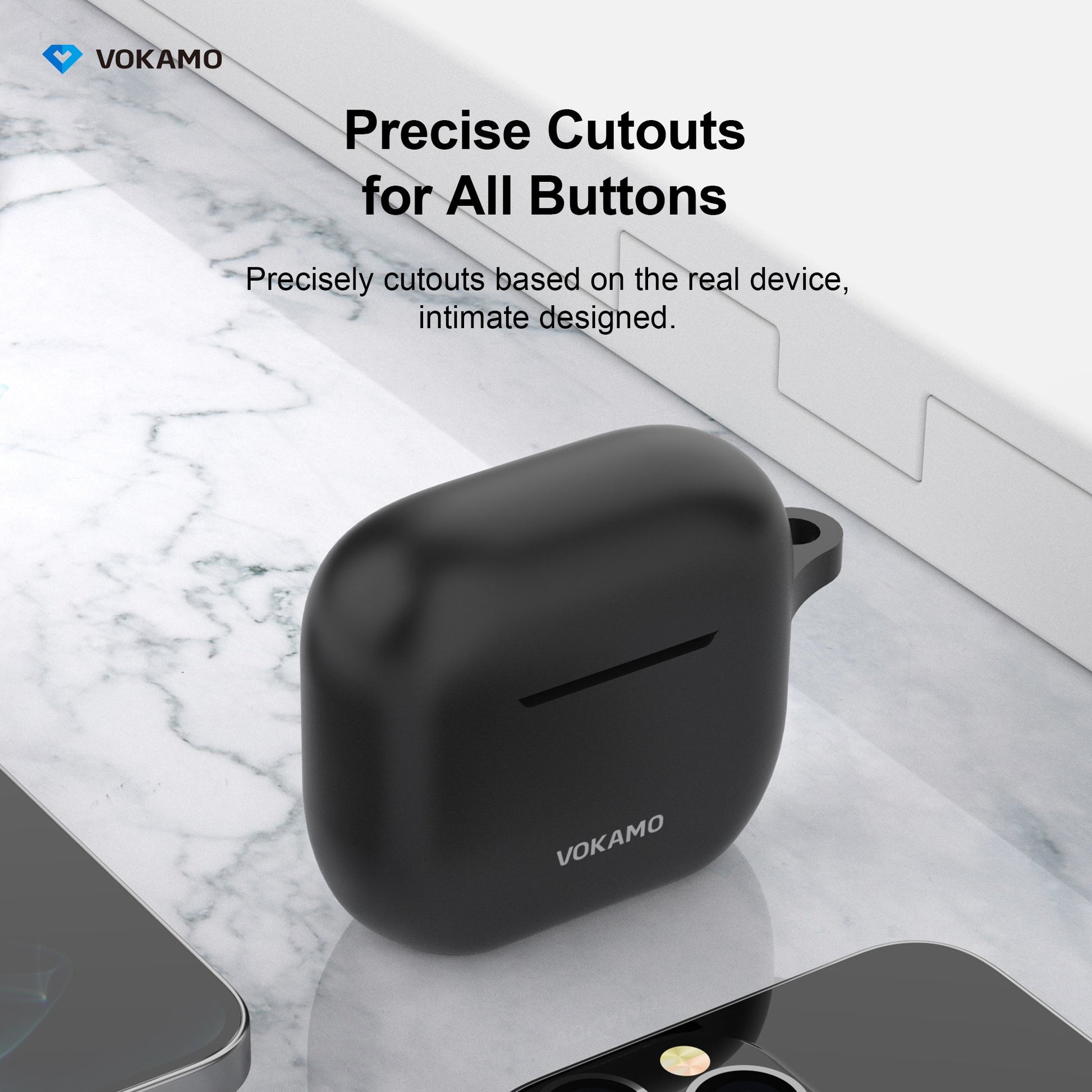 VOKAMO AirPods 3 Case Cover, Silicone AirPods Case with Keychain Compatible with Apple AirPod 3rd Generation 2021 - VOKAMO
