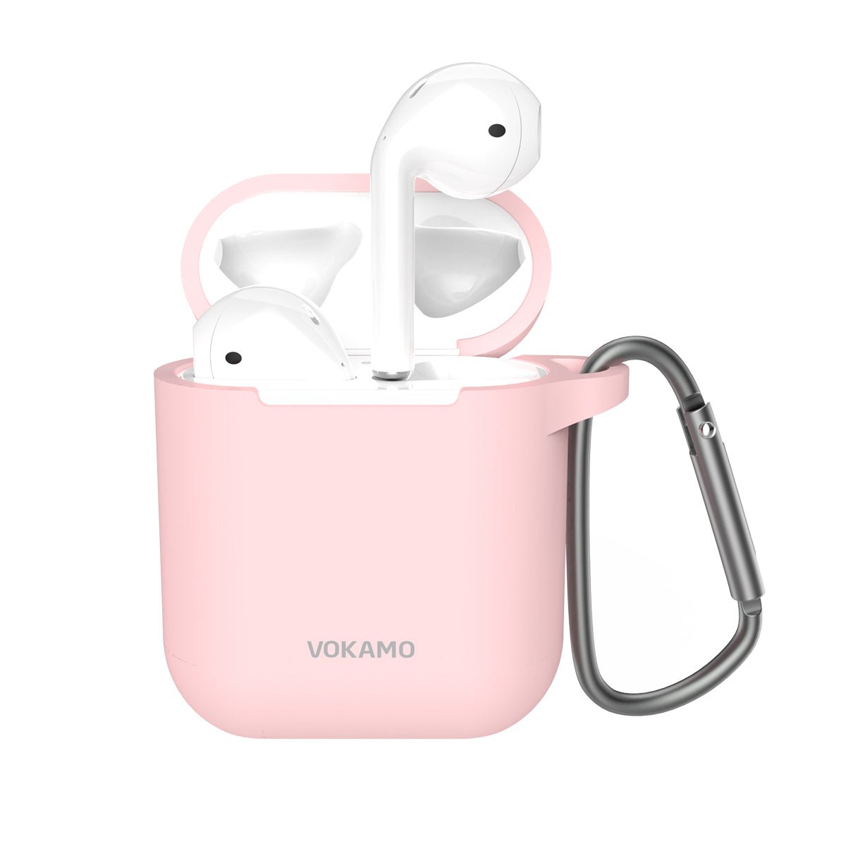 VOKAMO AirPods Case Cover, Soft Silicone Protective Cover with Keychain Compatible with Apple AirPods 2nd 1st Generation Case - VOKAMO
