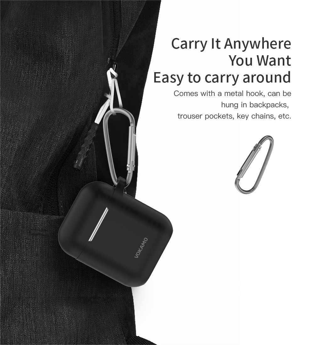 VOKAMO AirPods Case Cover, Soft Silicone Protective Cover with Keychain Compatible with Apple AirPods 2nd 1st Generation Case - VOKAMO