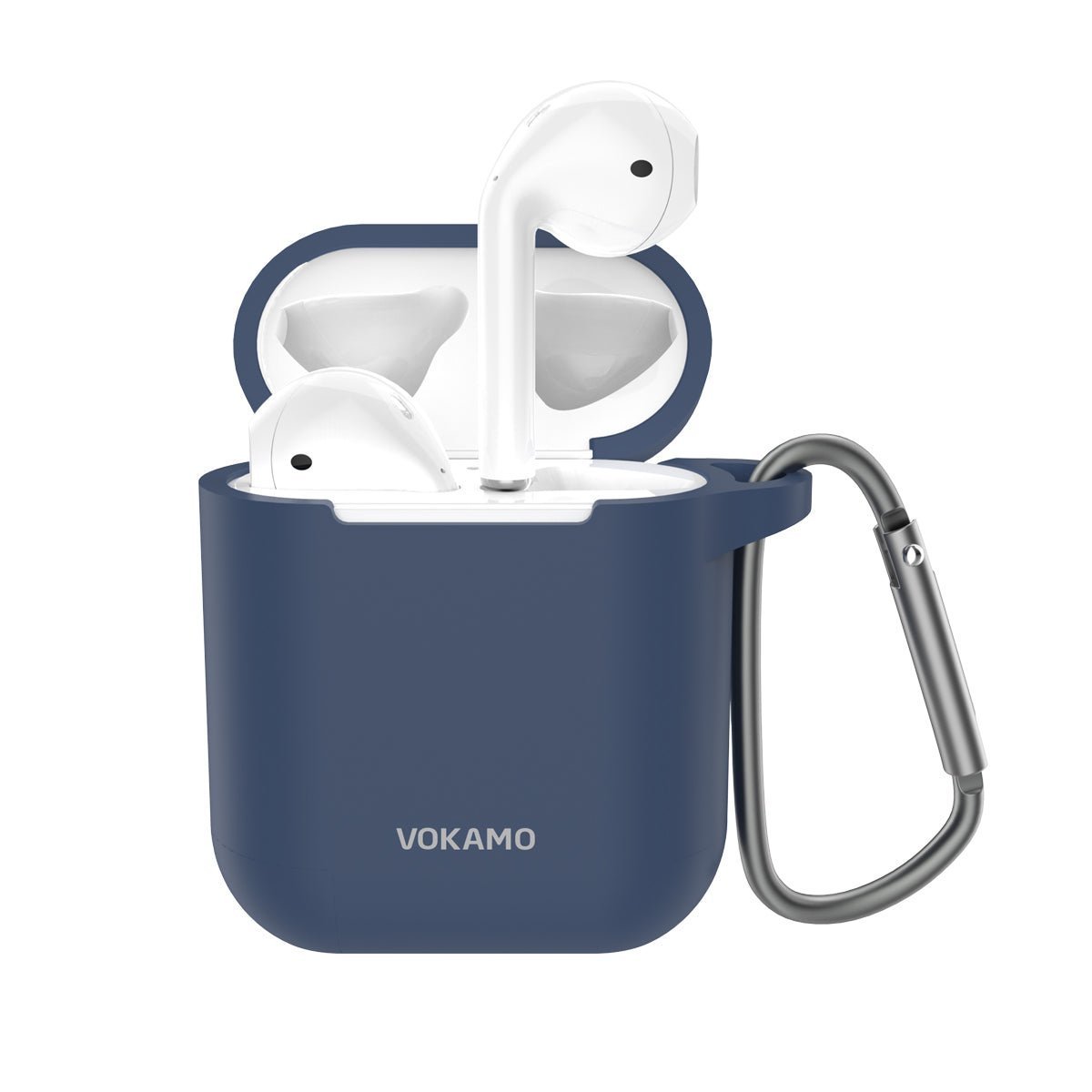 VOKAMO AirPods Case Cover, Soft Silicone Protective Cover with Keychain Compatible with Apple AirPods 2nd 1st Generation Case - VOKAMO