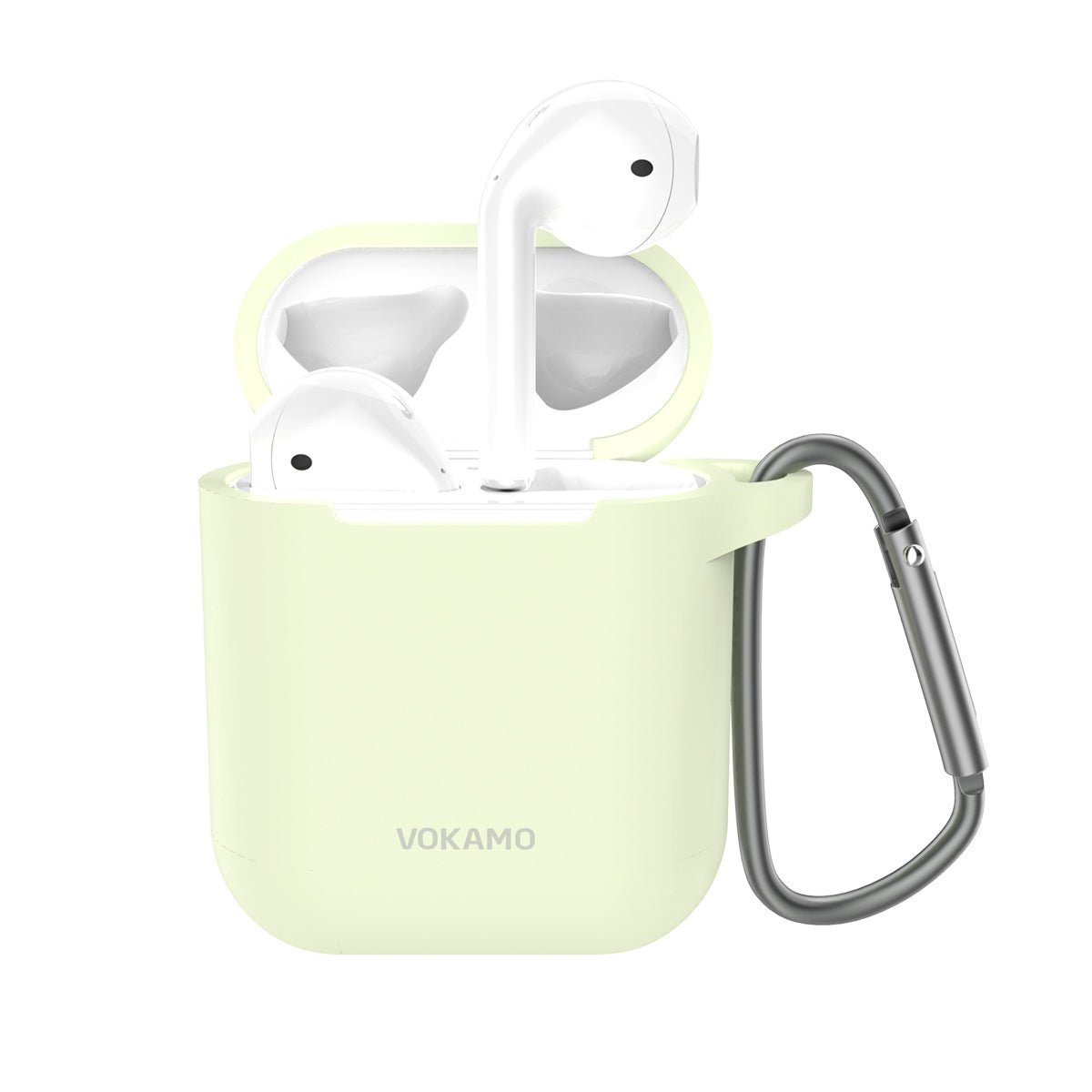 VOKAMO AirPods Case Cover, Soft Silicone Protective Cover with Keychain Compatible with Apple AirPods 2nd 1st Generation Case - VOKAMO