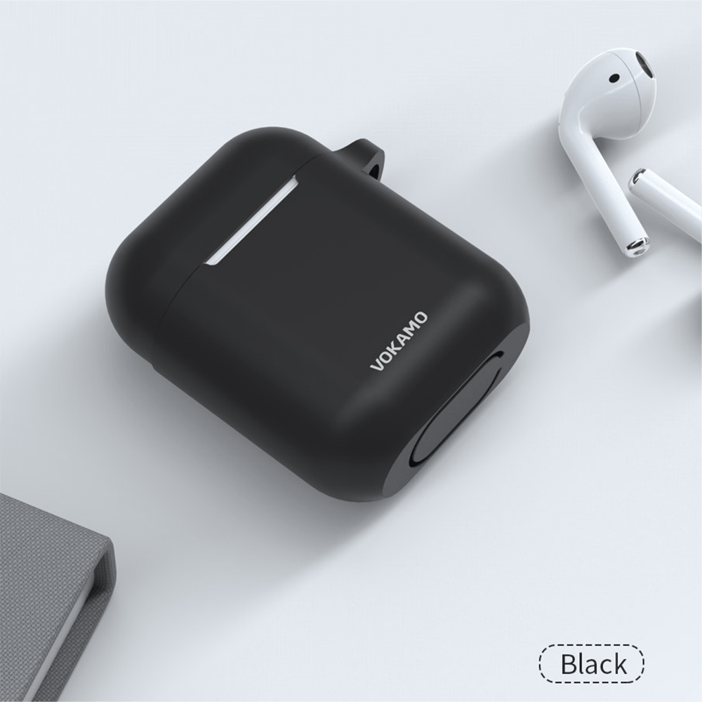 VOKAMO AirPods Case Cover, Soft Silicone Protective Cover with Keychain Compatible with Apple AirPods 2nd 1st Generation Case - VOKAMO