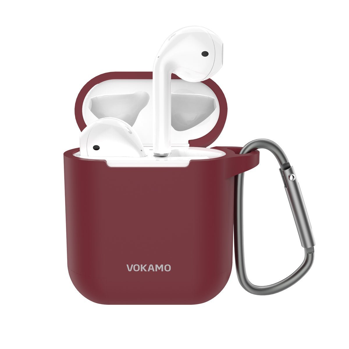 VOKAMO AirPods Case Cover, Soft Silicone Protective Cover with Keychain Compatible with Apple AirPods 2nd 1st Generation Case - VOKAMO