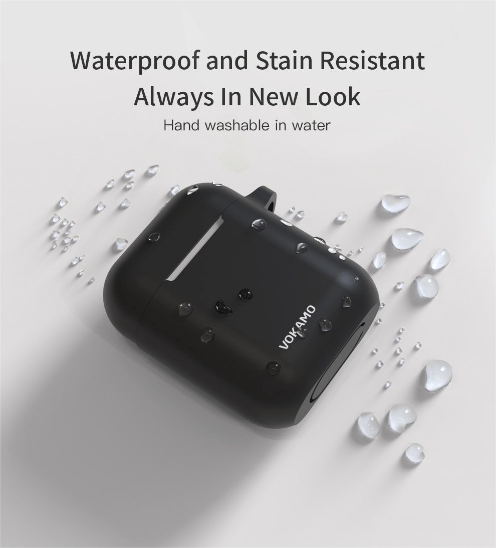 VOKAMO AirPods Case Cover, Soft Silicone Protective Cover with Keychain Compatible with Apple AirPods 2nd 1st Generation Case - VOKAMO