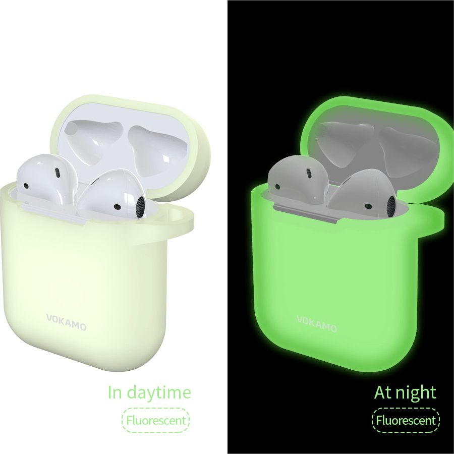VOKAMO AirPods Case Cover, Soft Silicone Protective Cover with Keychain Compatible with Apple AirPods 2nd 1st Generation Case - VOKAMO