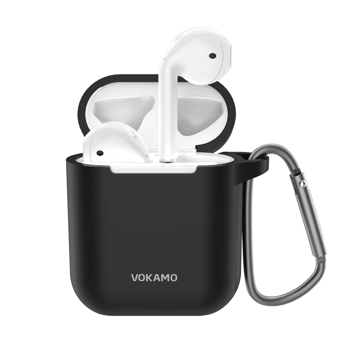 VOKAMO AirPods Case Cover, Soft Silicone Protective Cover with Keychain Compatible with Apple AirPods 2nd 1st Generation Case - VOKAMO
