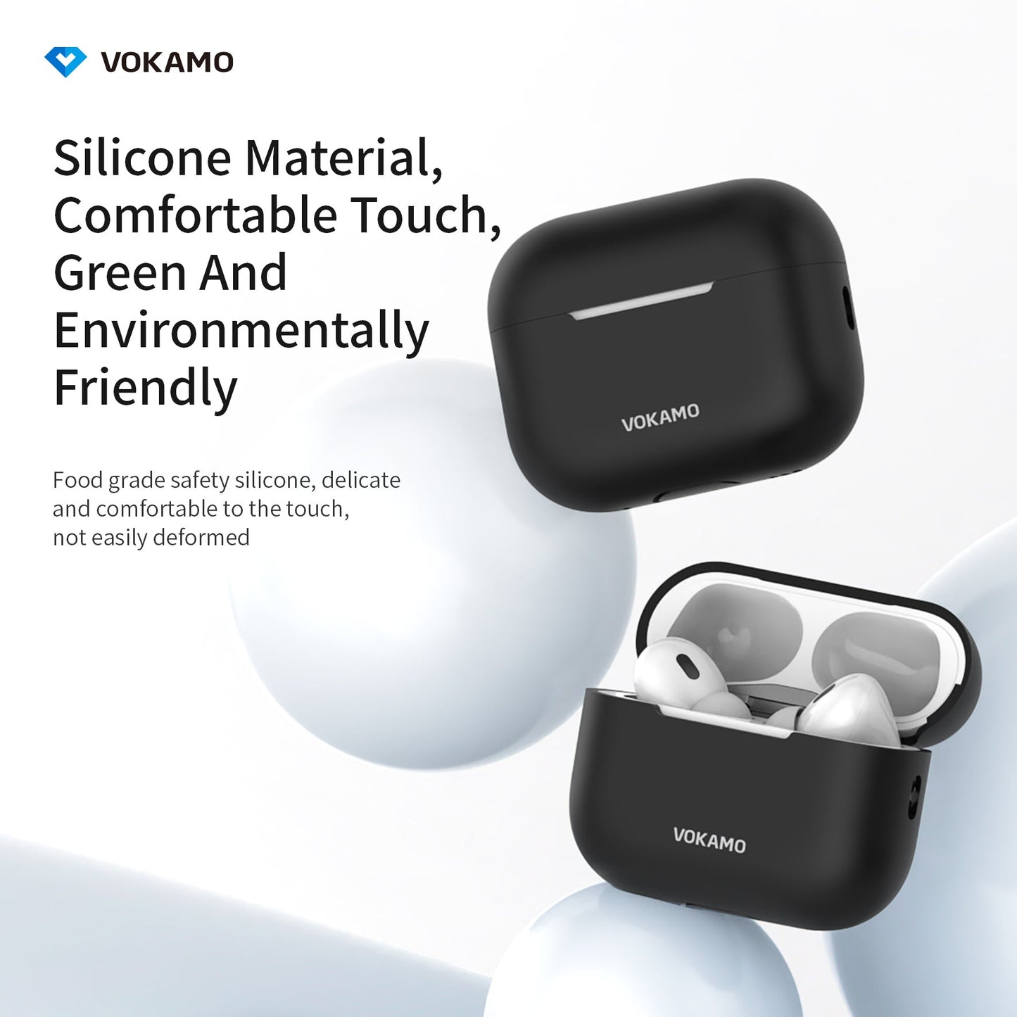 VOKAMO Airpods Pro 2 Case, Soft Silicone Skin Cover Protective Cases with Lanyard Compatible for AirPod Pro 2nd Generation - VOKAMO