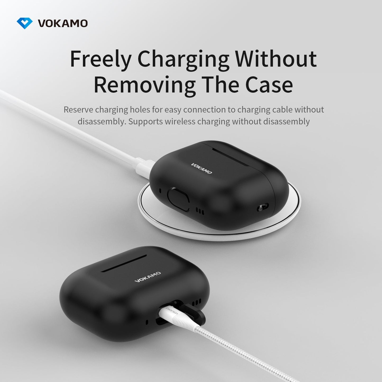 VOKAMO Airpods Pro 2 Case, Soft Silicone Skin Cover Protective Cases with Lanyard Compatible for AirPod Pro 2nd Generation - VOKAMO