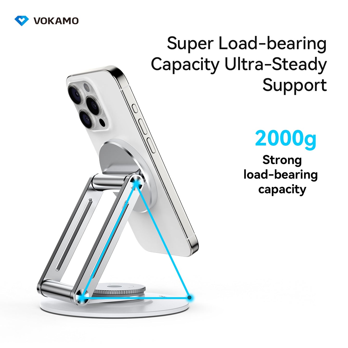 VOKAMO Alloy 360 Rotation Foldable Magnetic Phone Holder For Desk - VOKAMO