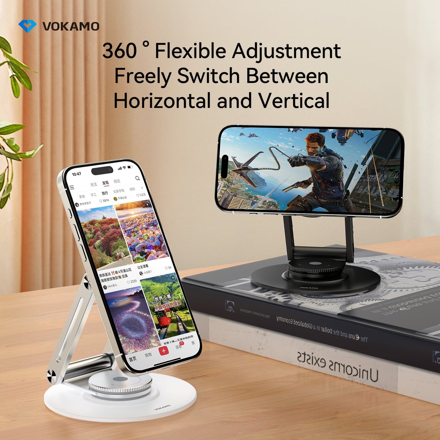 VOKAMO Alloy 360 Rotation Foldable Magnetic Phone Holder For Desk - VOKAMO