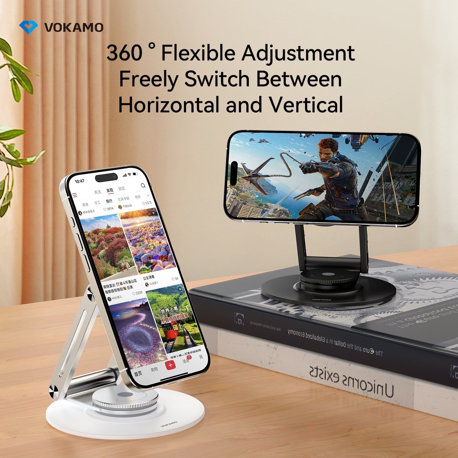 VOKAMO Alloy 360 Rotation Foldable Magnetic Phone Holder For Desk - VOKAMO