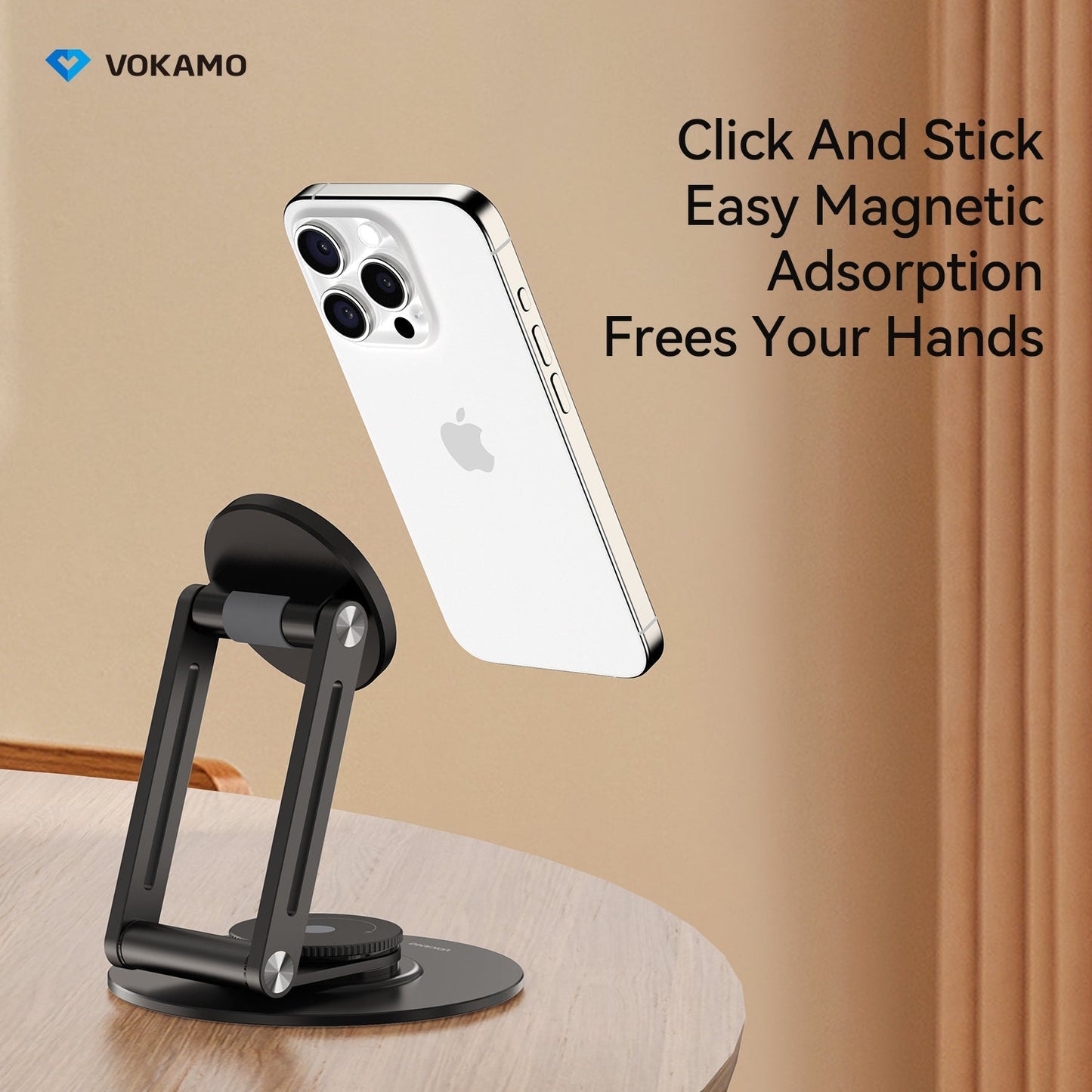 VOKAMO Alloy 360 Rotation Foldable Magnetic Phone Holder For Desk - VOKAMO