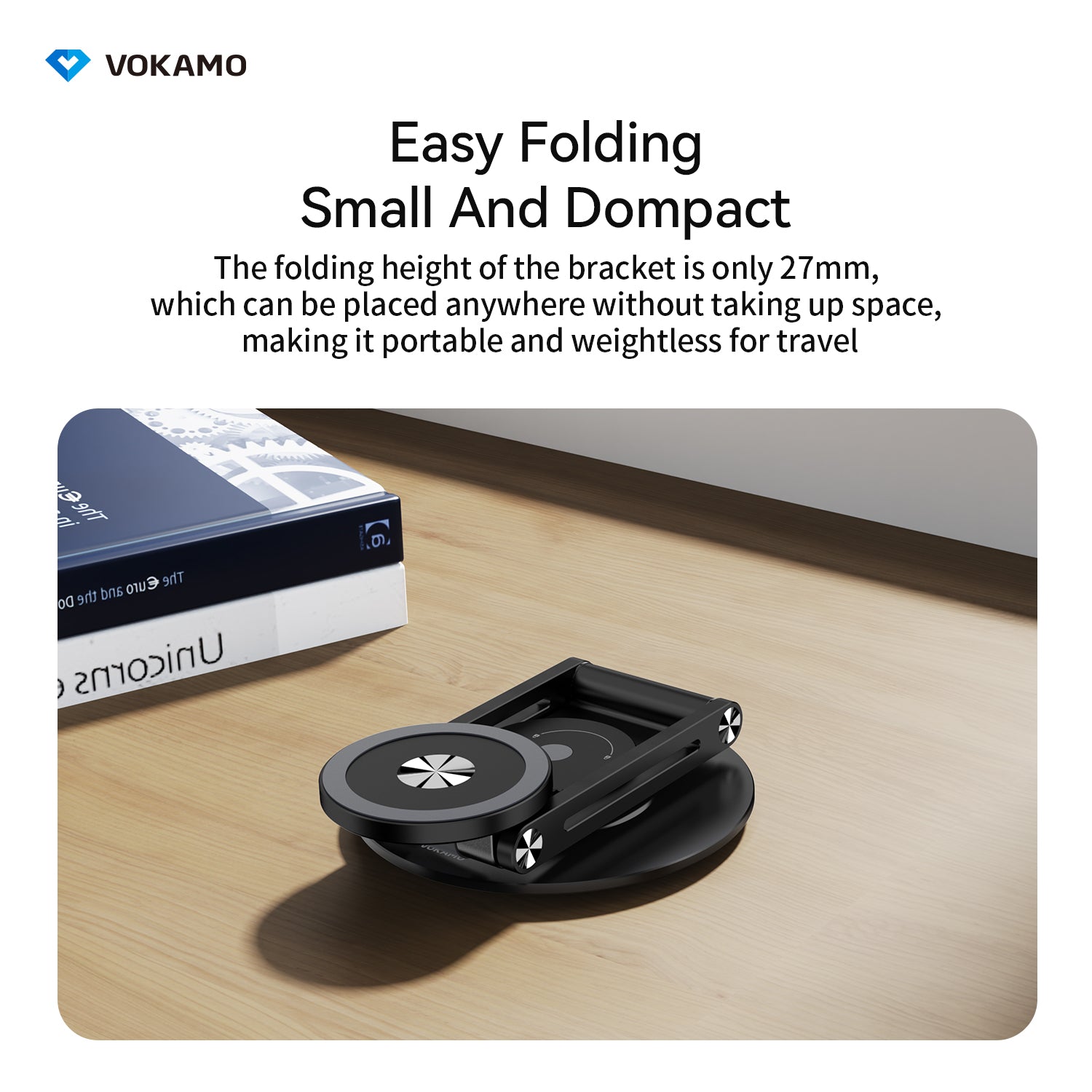 VOKAMO Alloy 360 Rotation Foldable Magnetic Phone Holder For Desk - VOKAMO