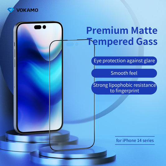 VOKAMO Anti - Glare Screen Protector Guard for iPhone 14 Pro Max/14/14 Plus/14 Pro Matte Tempered Glass - VOKAMO