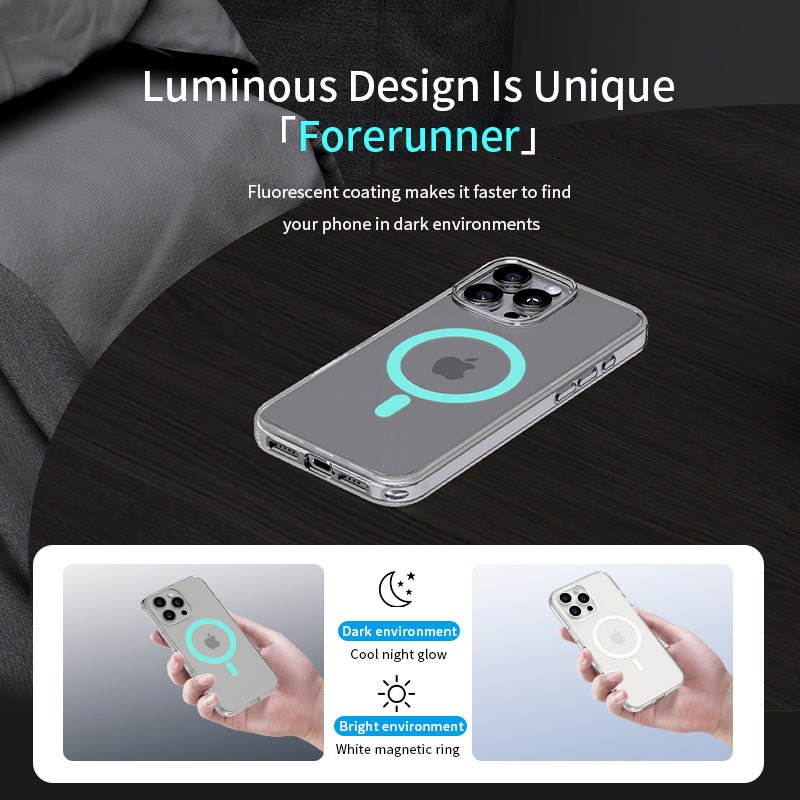 VOKAMO Apple iPhone 16 Pro Max Case MagSafe Compatible - Clear Glow in the Dark - VOKAMO
