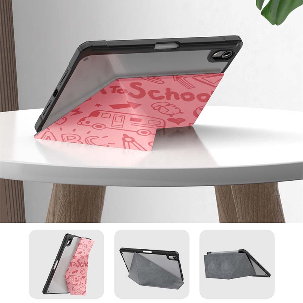 VOKAMO Case for iPad Mini 6, Tablet Stand Case PU Leather Protective Cover Case Clear PC Back for iPad Mini 6 Case - VOKAMO