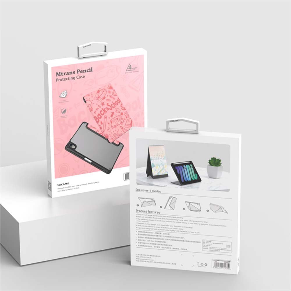 VOKAMO Case for iPad Mini 6, Tablet Stand Case PU Leather Protective Cover Case Clear PC Back for iPad Mini 6 Case - VOKAMO