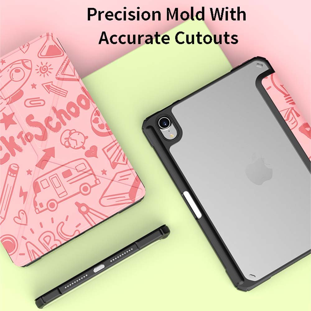 VOKAMO Case for iPad Mini 6, Tablet Stand Case PU Leather Protective Cover Case Clear PC Back for iPad Mini 6 Case - VOKAMO