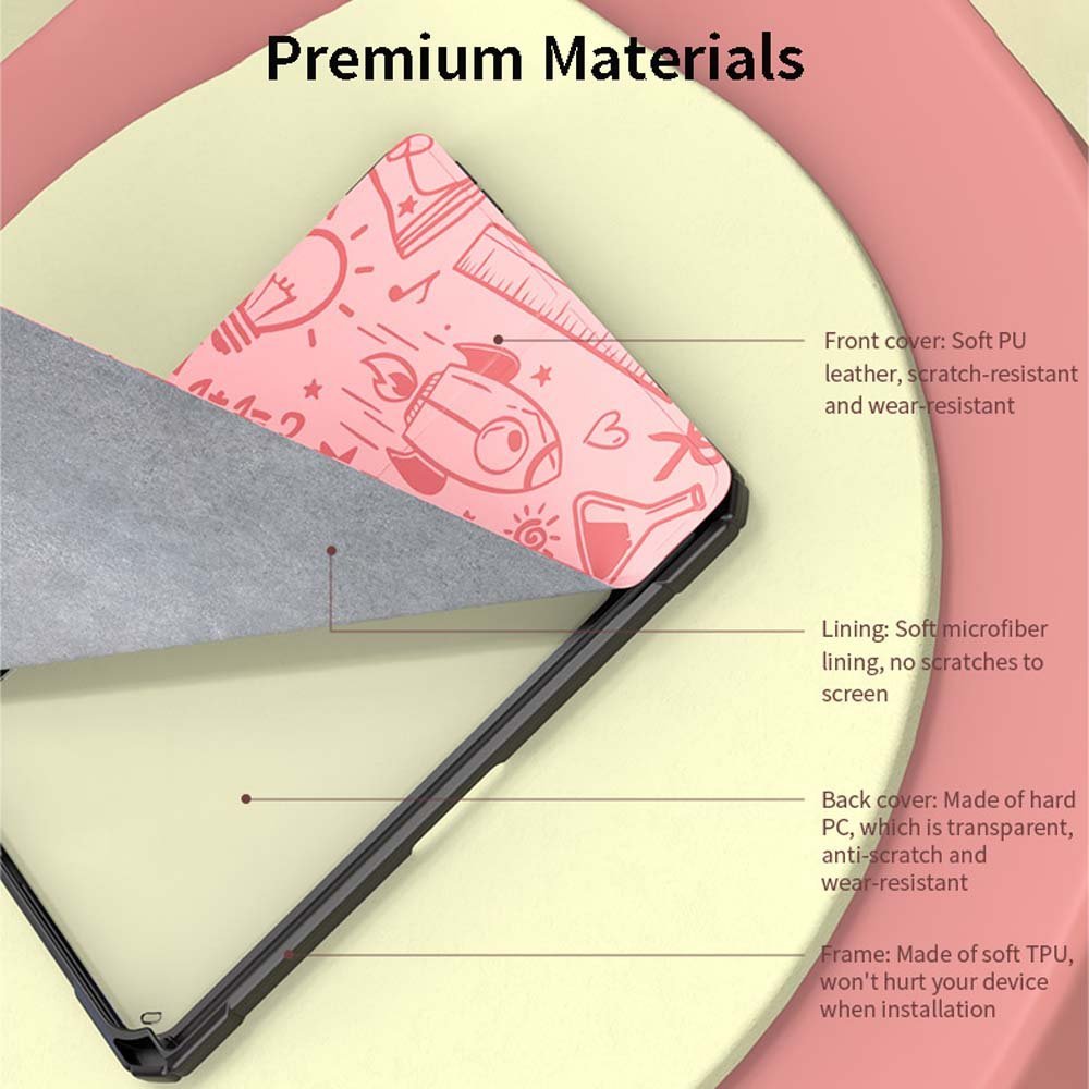 VOKAMO Case for iPad Mini 6, Tablet Stand Case PU Leather Protective Cover Case Clear PC Back for iPad Mini 6 Case - VOKAMO