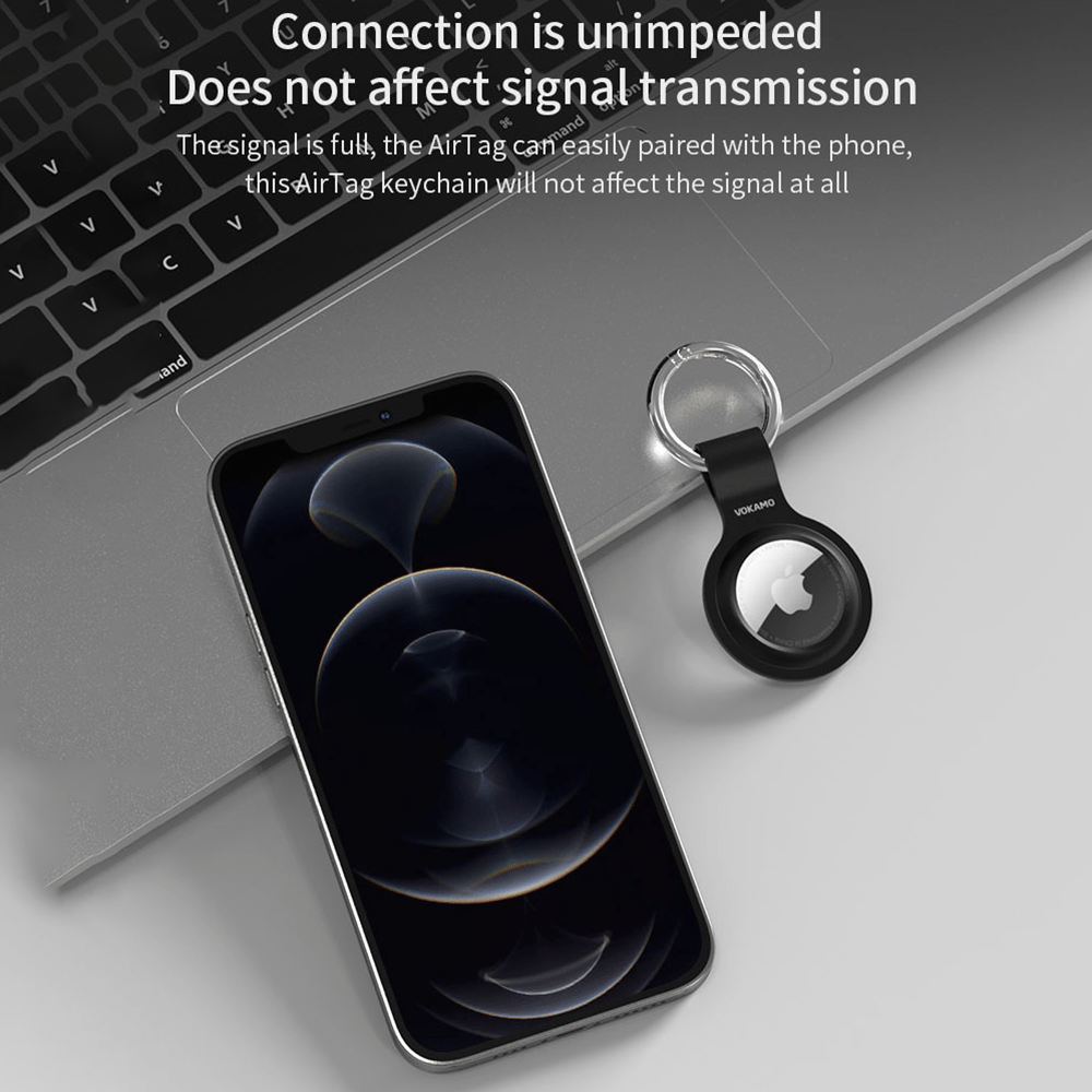 VOKAMO Compatible with AirTag Silicone Case Keychain Air Tag Holder Soft AirTags Key Ring Cases Tags Chain Apple GPS Item Finders Accessories - VOKAMO