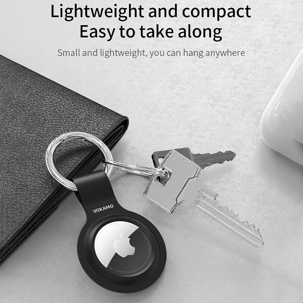 VOKAMO Compatible with AirTag Silicone Case Keychain Air Tag Holder Soft AirTags Key Ring Cases Tags Chain Apple GPS Item Finders Accessories - VOKAMO