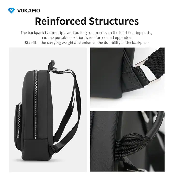 VOKAMO Fashion PU Leather Backpacks Unisex Casual Student Backpack 11 13 Inches - VOKAMO
