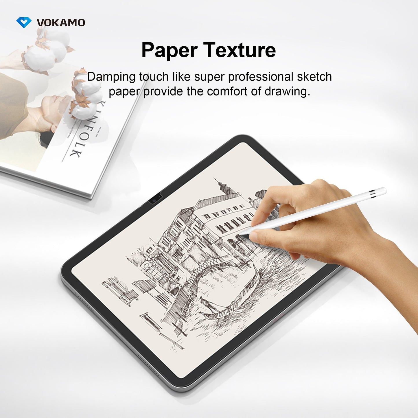 VOKAMO iPad 10.9"Paper Feel Screen Protector for iPad 10.9" 2022,Write and Draw Like on Paper - VOKAMO