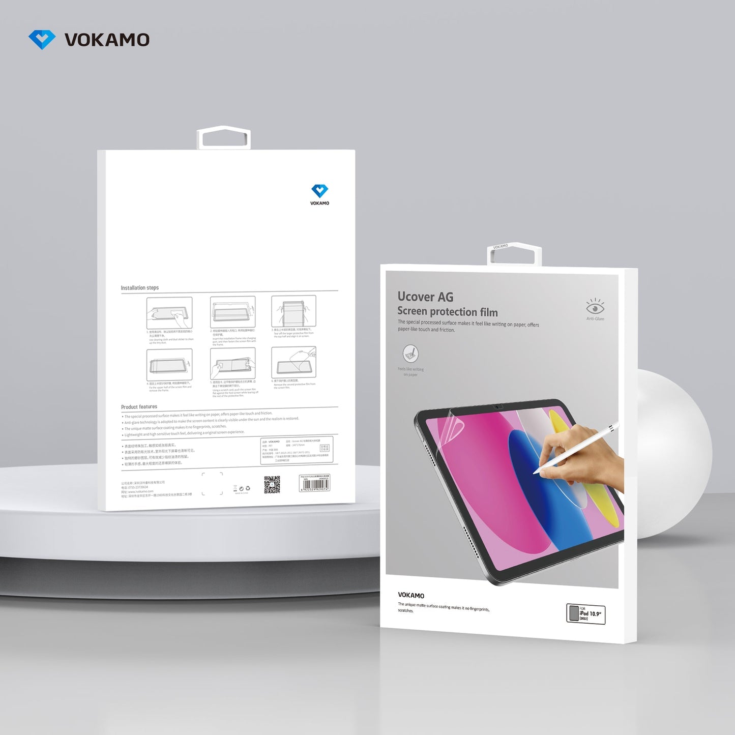 VOKAMO iPad 10.9"Paper Feel Screen Protector for iPad 10.9" 2022,Write and Draw Like on Paper - VOKAMO