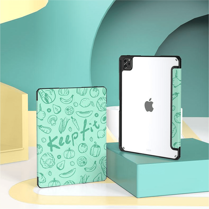 VOKAMO iPad Stand Case for iPad Pro 11" (2021/2020), iPad 10.2" Protective Case Cover,PU Leather and Clear PC Back - VOKAMO