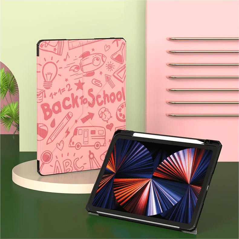 VOKAMO iPad Stand Case for iPad Pro 11" (2021/2020), iPad 10.2" Protective Case Cover,PU Leather and Clear PC Back - VOKAMO