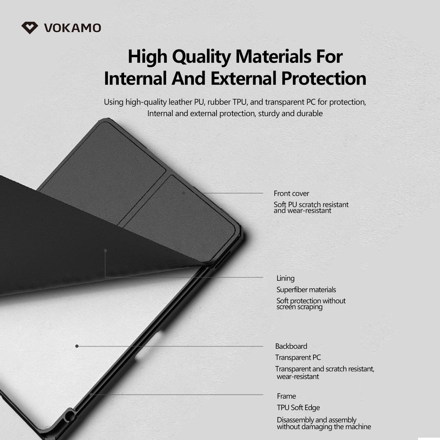 VOKAMO iPad Stand Case for iPad Pro 12.9" (2021/2022),iPad Pro 11''(2021/2020) Protective Case Cover - VOKAMO