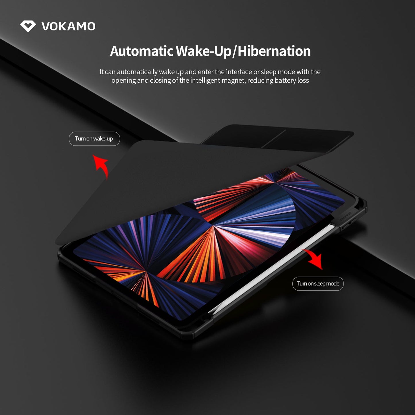 VOKAMO iPad Stand Case for iPad Pro 12.9" (2021/2022),iPad Pro 11''(2021/2020) Protective Case Cover - VOKAMO