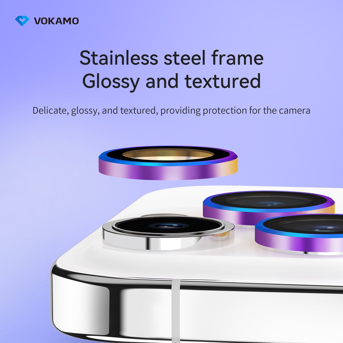 VOKAMO iPhone 15 Camera Lens Protector HD Clarity,Alloy Anti - scratch Lens Enhancer for iPhone 15 Pro Max/15 Pro/15/15 Plus - VOKAMO