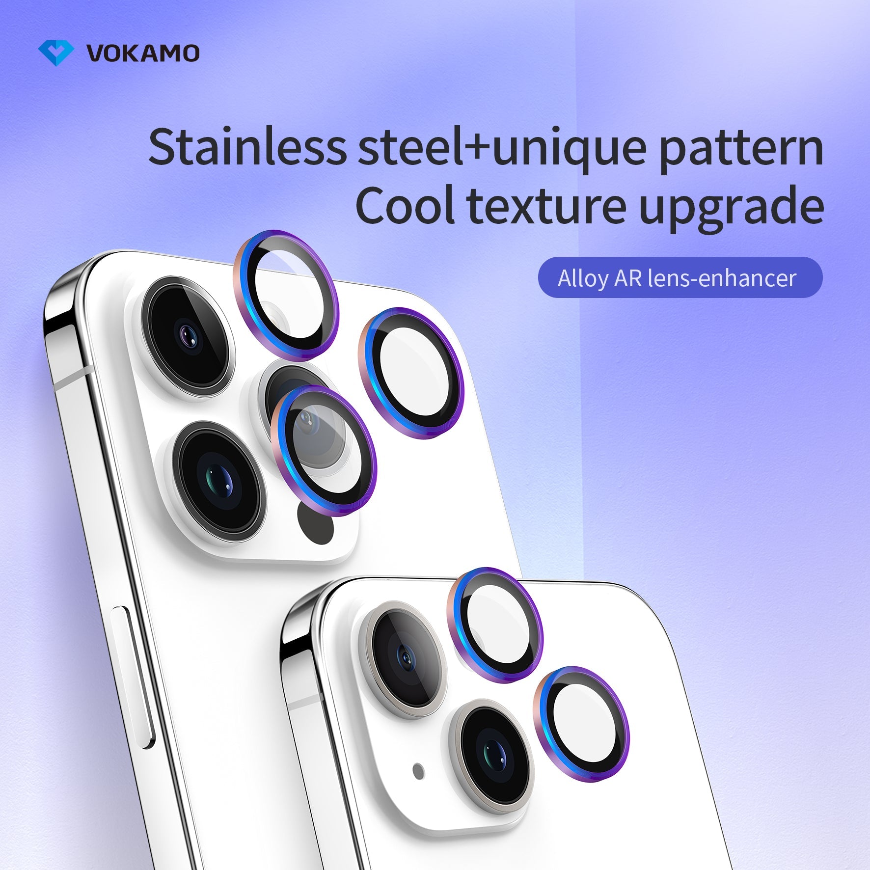 VOKAMO iPhone 15 Camera Lens Protector HD Clarity,Alloy Anti - scratch Lens Enhancer for iPhone 15 Pro Max/15 Pro/15/15 Plus - VOKAMO