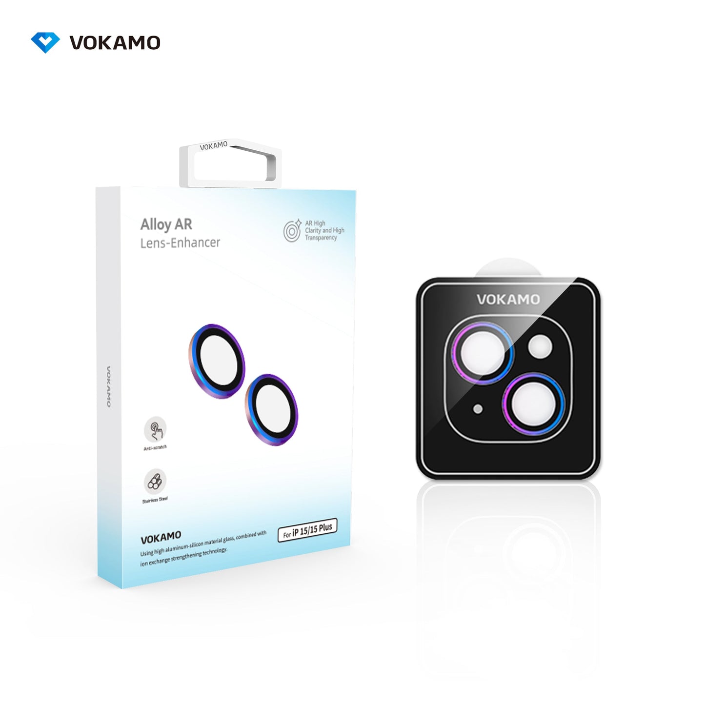 VOKAMO iPhone 15 Camera Lens Protector HD Clarity,Alloy Anti - scratch Lens Enhancer for iPhone 15 Pro Max/15 Pro/15/15 Plus - VOKAMO