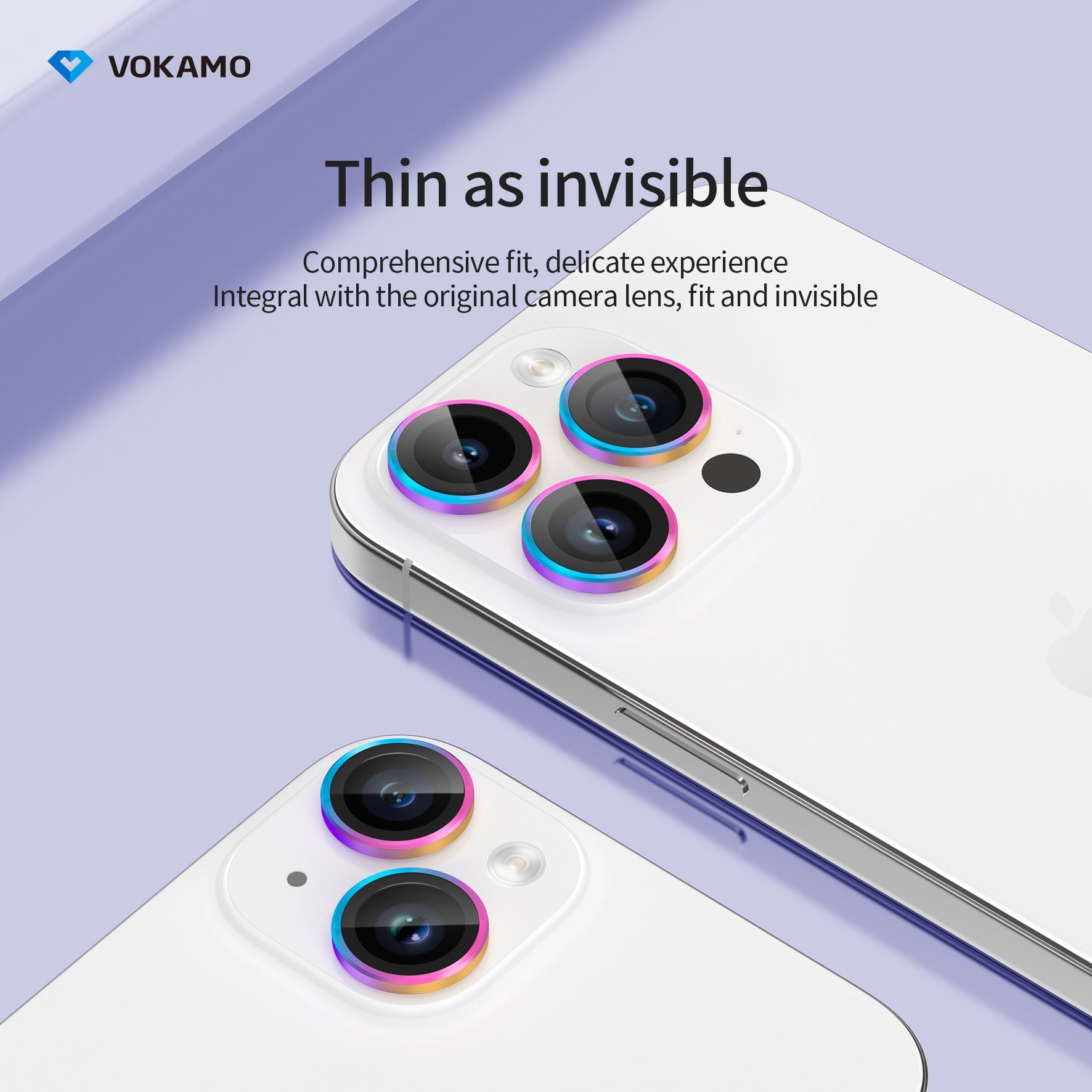 VOKAMO iPhone 15 Camera Lens Protector HD Clarity,Alloy Anti - scratch Lens Enhancer for iPhone 15 Pro Max/15 Pro/15/15 Plus - VOKAMO