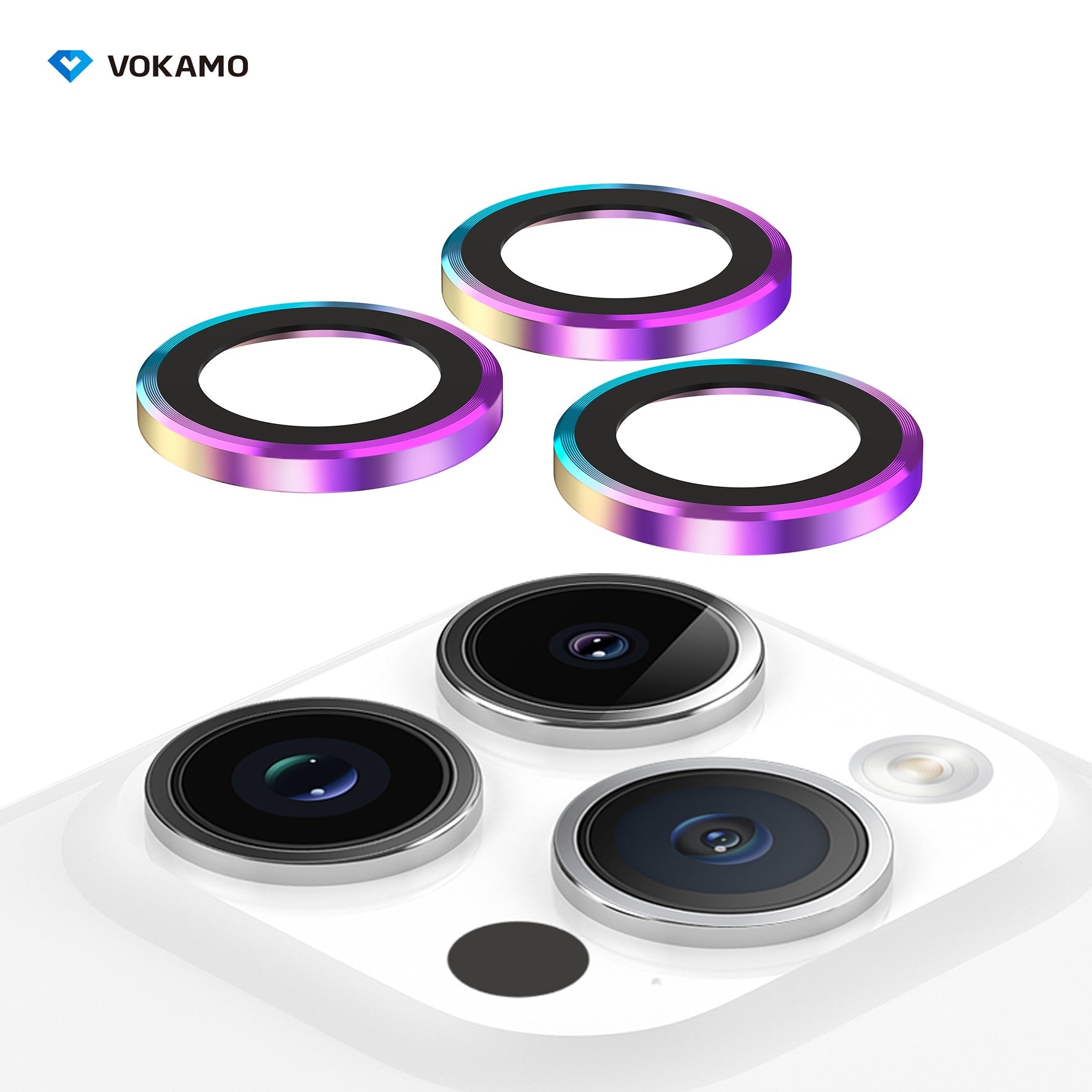 VOKAMO iPhone 15 Camera Lens Protector HD Clarity,Alloy Anti - scratch Lens Enhancer for iPhone 15 Pro Max/15 Pro/15/15 Plus - VOKAMO