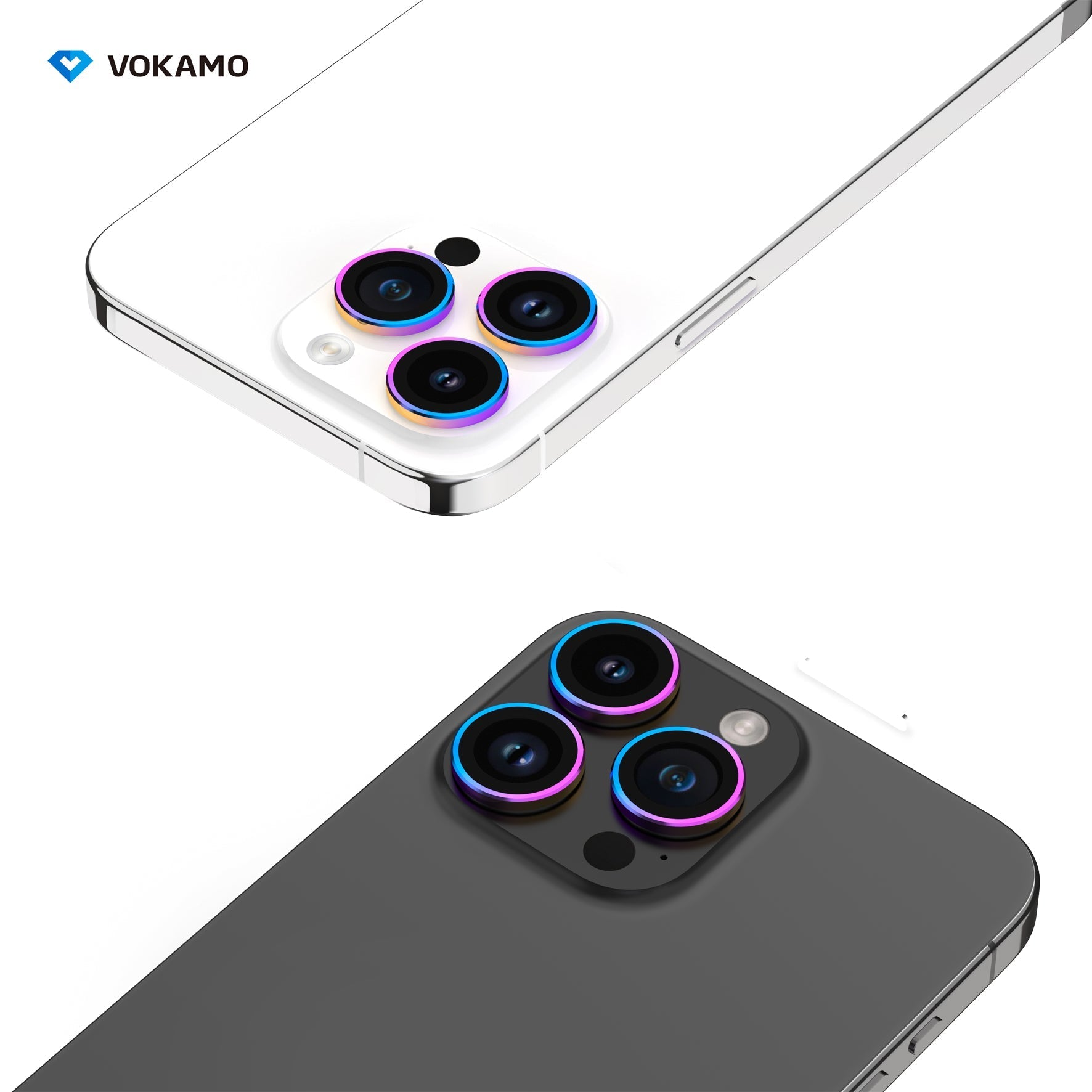 VOKAMO iPhone 15 Camera Lens Protector HD Clarity,Alloy Anti - scratch Lens Enhancer for iPhone 15 Pro Max/15 Pro/15/15 Plus - VOKAMO