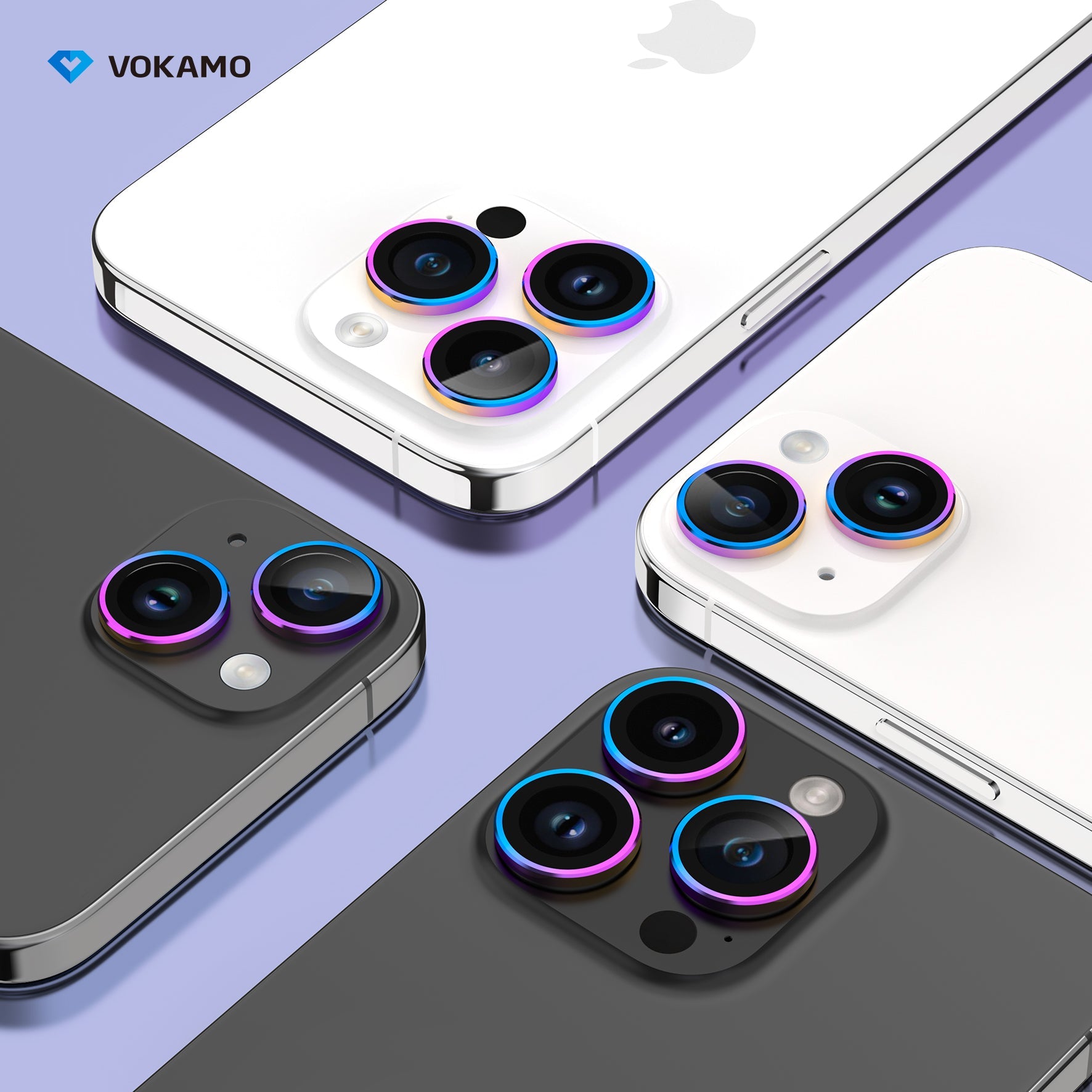 VOKAMO iPhone 15 Camera Lens Protector HD Clarity,Alloy Anti - scratch Lens Enhancer for iPhone 15 Pro Max/15 Pro/15/15 Plus - VOKAMO