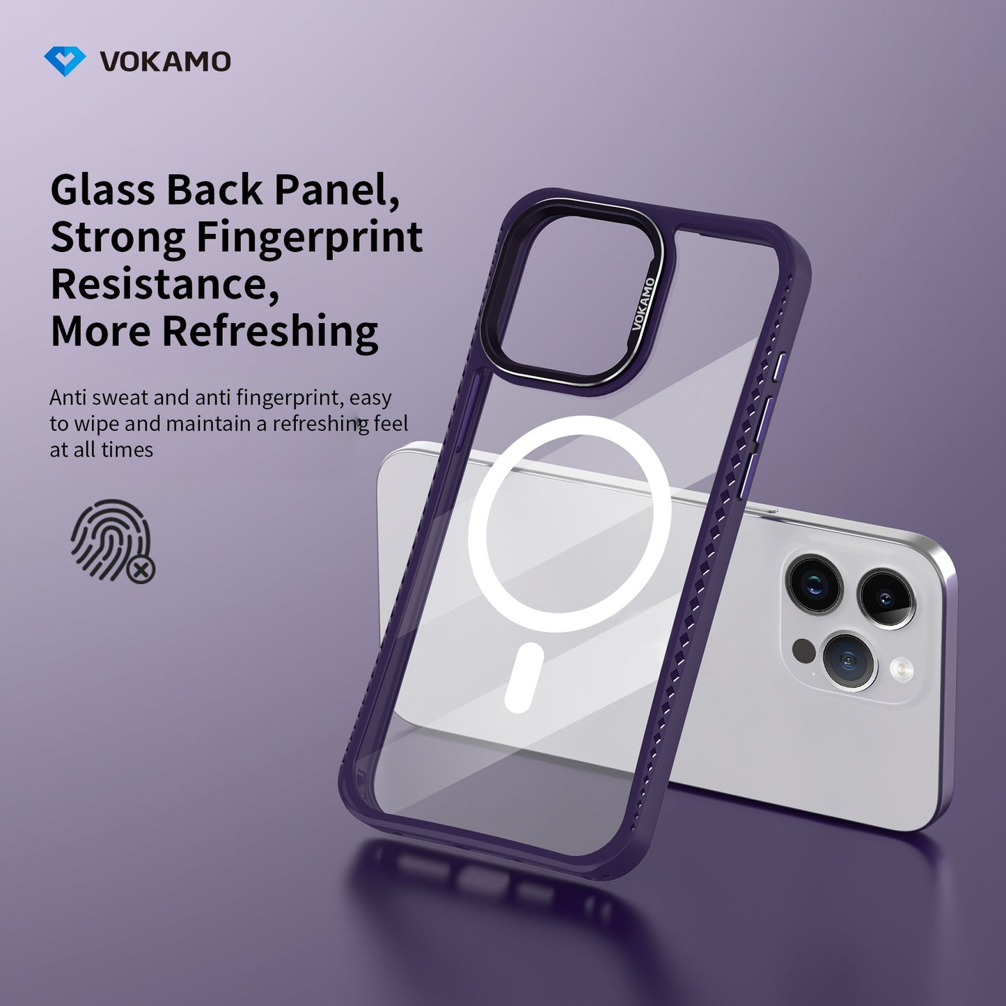 VOKAMO iPhone 15 Glass Magnetic Case Clear iPhone Case With MagSafe For iPhone 15 Pro Max/15 Pro/15 Plus/15 - VOKAMO