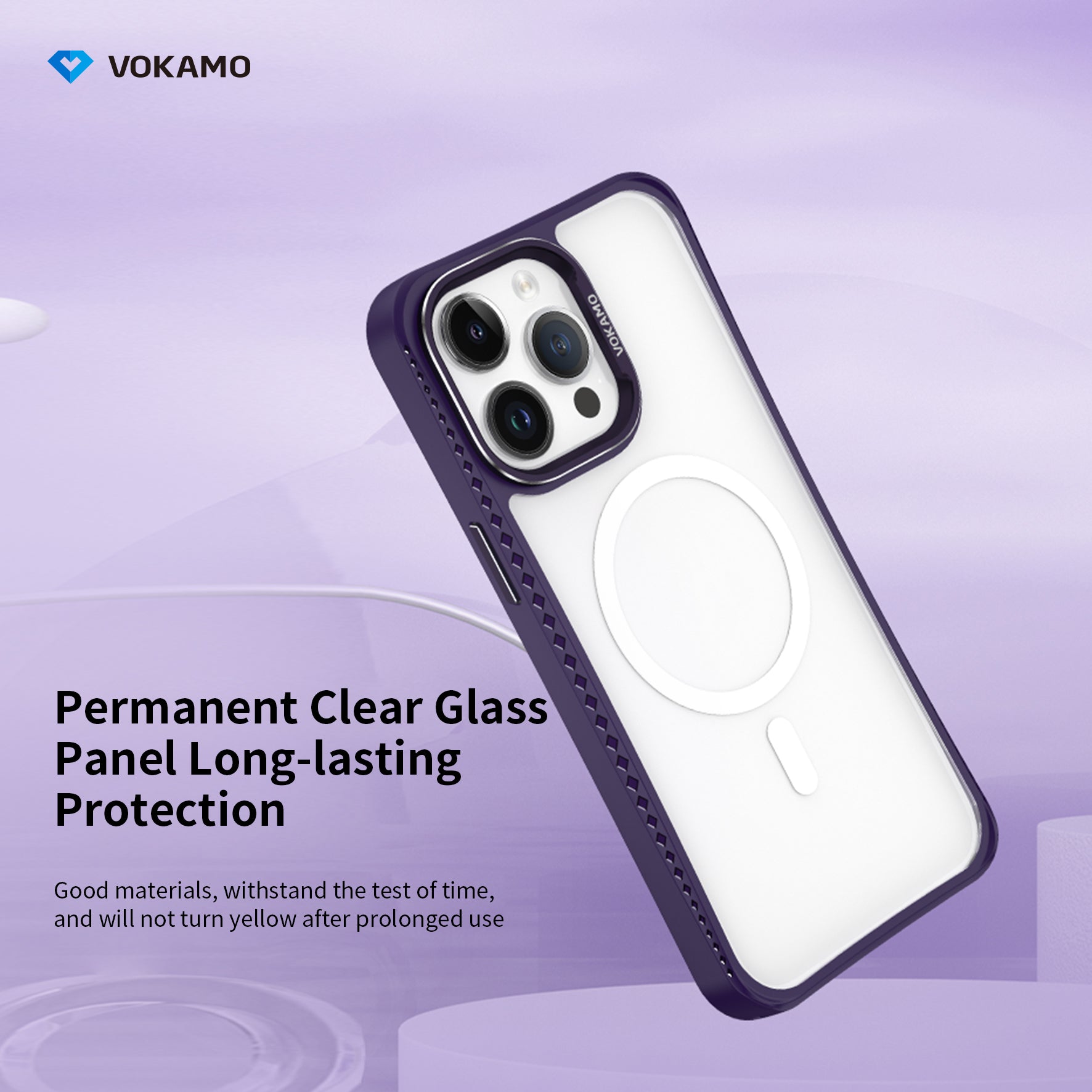 VOKAMO iPhone 15 Glass Magnetic Case Clear iPhone Case With MagSafe For iPhone 15 Pro Max/15 Pro/15 Plus/15 - VOKAMO