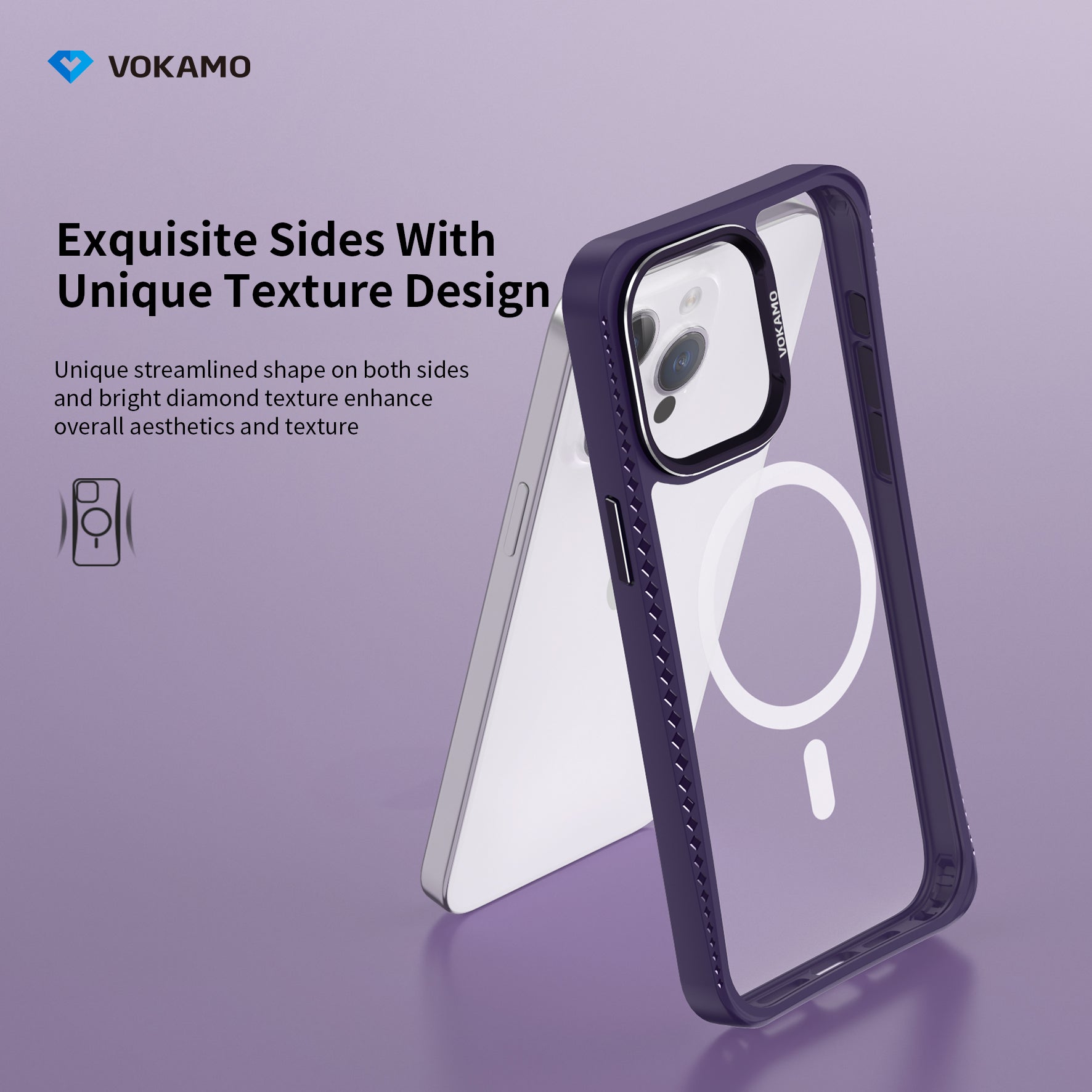 VOKAMO iPhone 15 Glass Magnetic Case Clear iPhone Case With MagSafe For iPhone 15 Pro Max/15 Pro/15 Plus/15 - VOKAMO