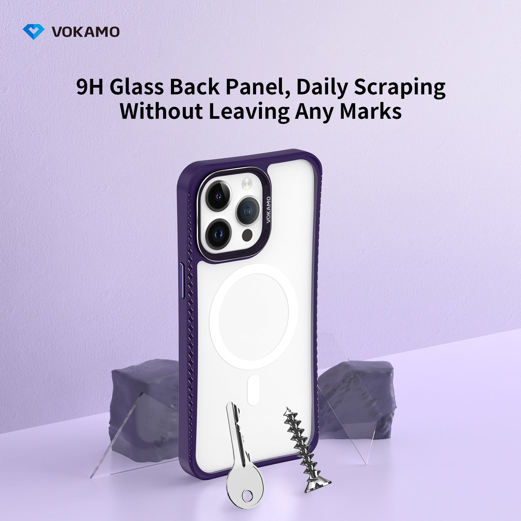 VOKAMO iPhone 15 Glass Magnetic Case Clear iPhone Case With MagSafe For iPhone 15 Pro Max/15 Pro/15 Plus/15 - VOKAMO