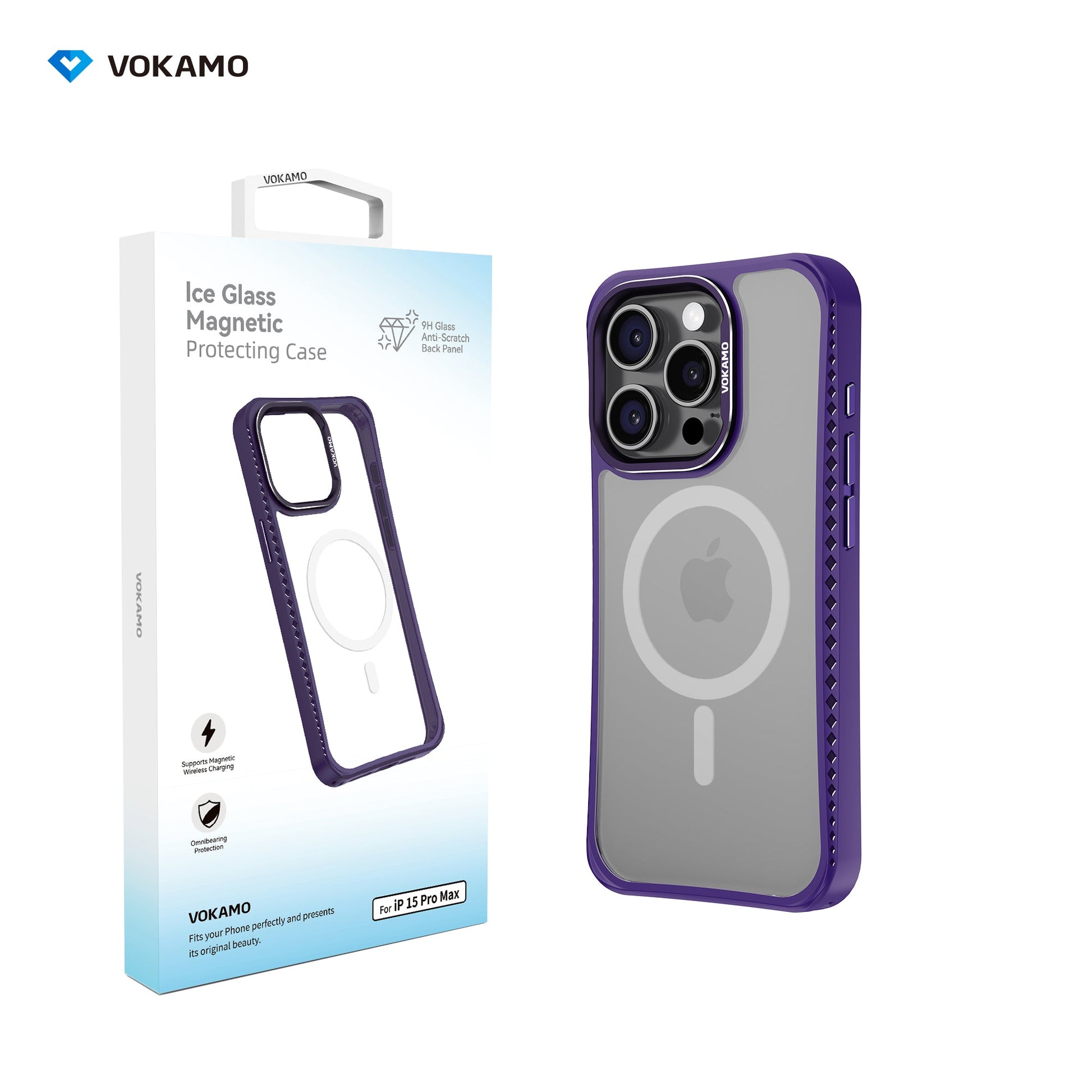 VOKAMO iPhone 15 Glass Magnetic Case Clear iPhone Case With MagSafe For iPhone 15 Pro Max/15 Pro/15 Plus/15 - VOKAMO