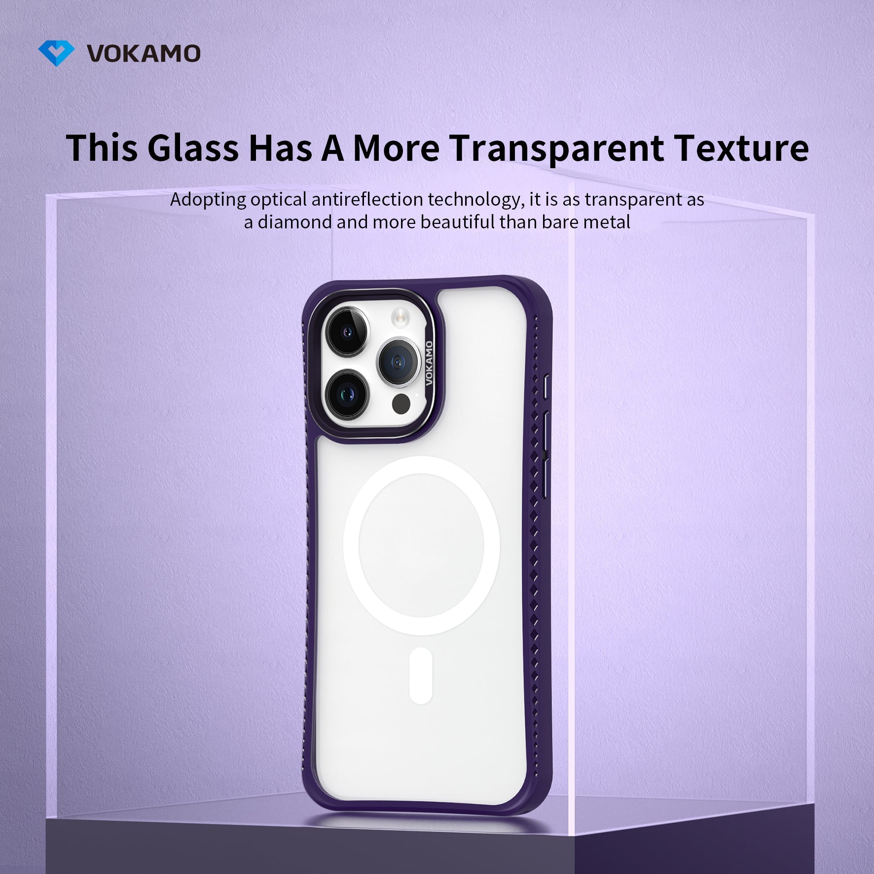 VOKAMO iPhone 15 Glass Magnetic Case Clear iPhone Case With MagSafe For iPhone 15 Pro Max/15 Pro/15 Plus/15 - VOKAMO