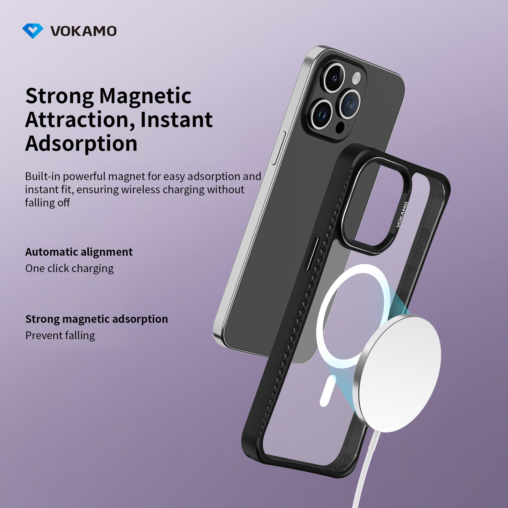 VOKAMO iPhone 15 Glass Magnetic Case Clear iPhone Case With MagSafe For iPhone 15 Pro Max/15 Pro/15 Plus/15 - VOKAMO