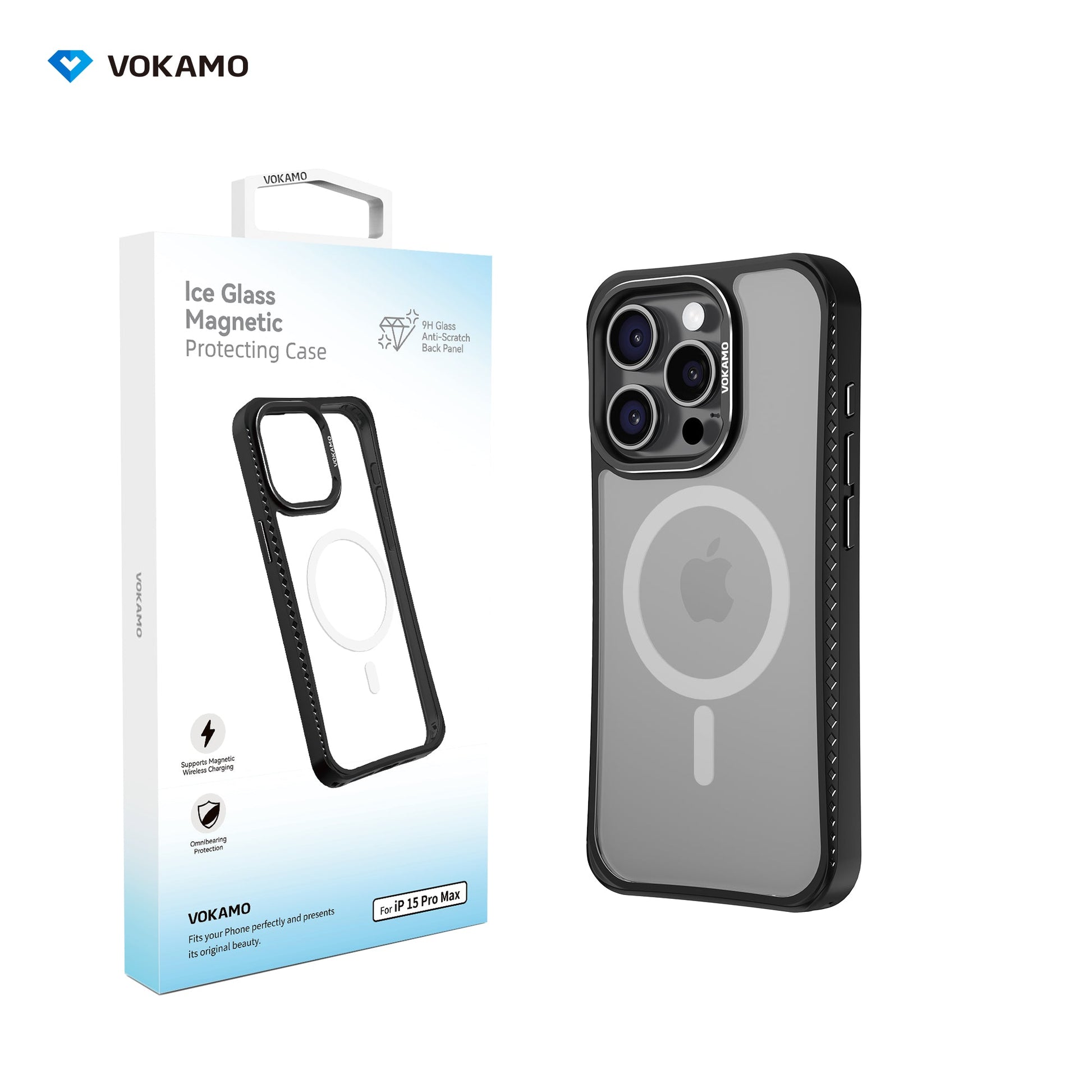 VOKAMO iPhone 15 Glass Magnetic Case Clear iPhone Case With MagSafe For iPhone 15 Pro Max/15 Pro/15 Plus/15 - VOKAMO