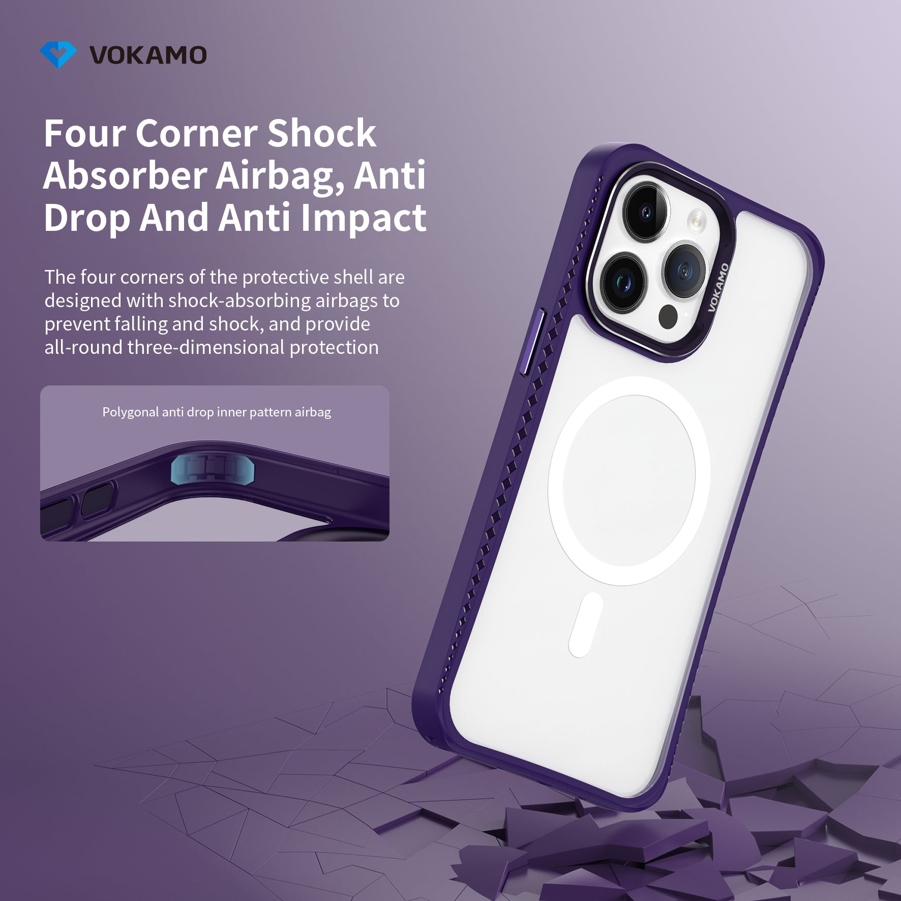 VOKAMO iPhone 15 Glass Magnetic Case Clear iPhone Case With MagSafe For iPhone 15 Pro Max/15 Pro/15 Plus/15 - VOKAMO