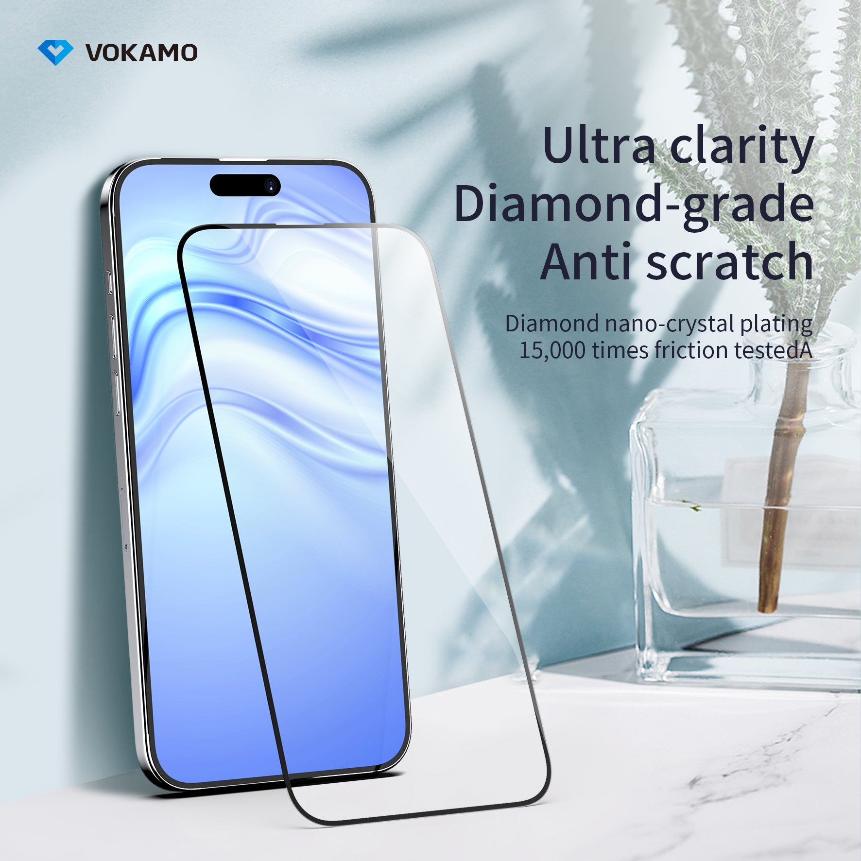 VOKAMO iPhone 15 HD Tempered Glass For iPhone 15 Pro Max/15/15 Plus/15 - VOKAMO