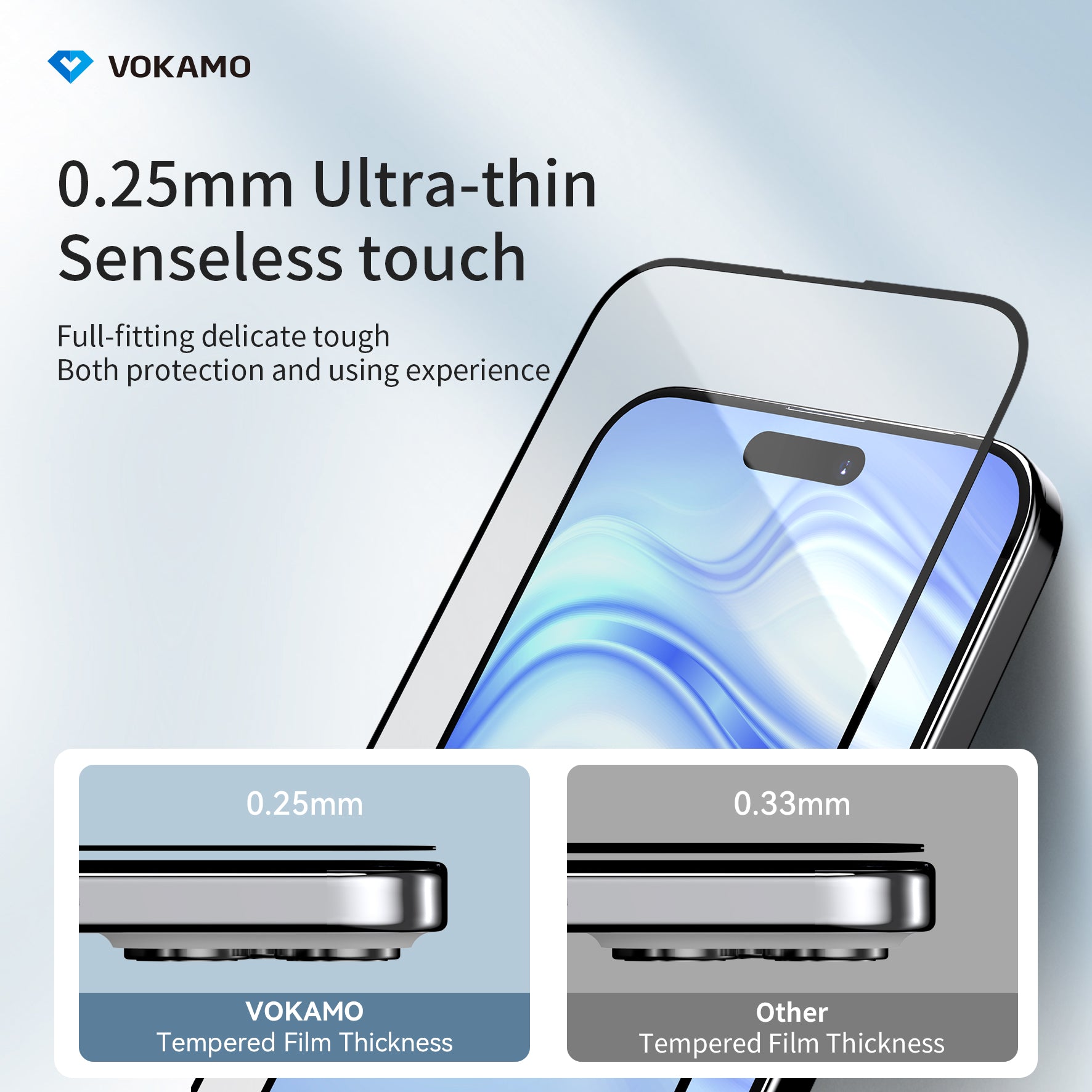 VOKAMO iPhone 15 HD Tempered Glass For iPhone 15 Pro Max/15/15 Plus/15 - VOKAMO